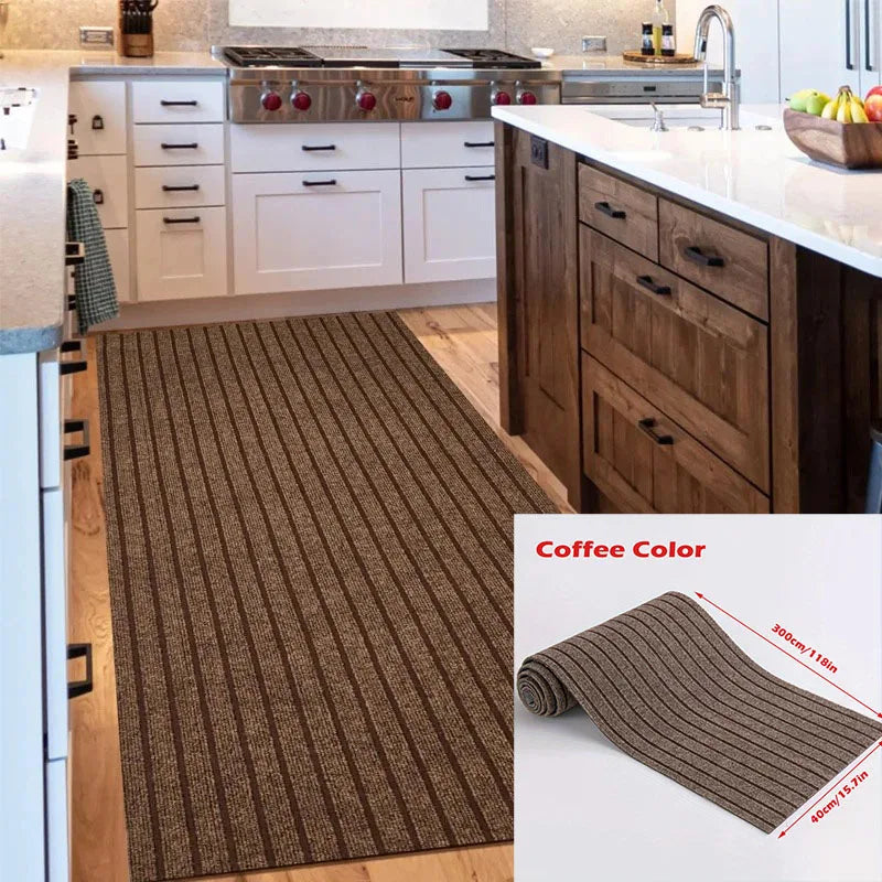 40cm x 3m High-Quality Entrance Mat Kitchen Doormat Absorbent Oil-Absorbing Non-Slip Suitable For Indoor And Outdoor Decoration. Oasis Select Striped coffee 40cmX3m