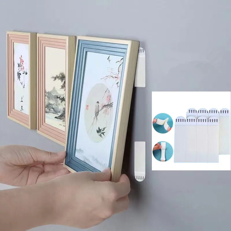 Punch-free Frame Tape Strips Assorted Mounting Self Adhesive Picture Frame Fixed Poster Wall Hook Decorate Fixing wall Hanger Oasis Select