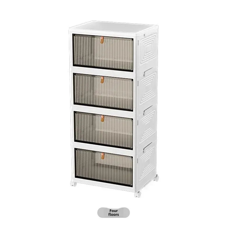 Transparent folding shoe box storage box installation-free artifact shoe rack dust-proof dormitory assembly plastic simple shoe Oasis Select White four layers
