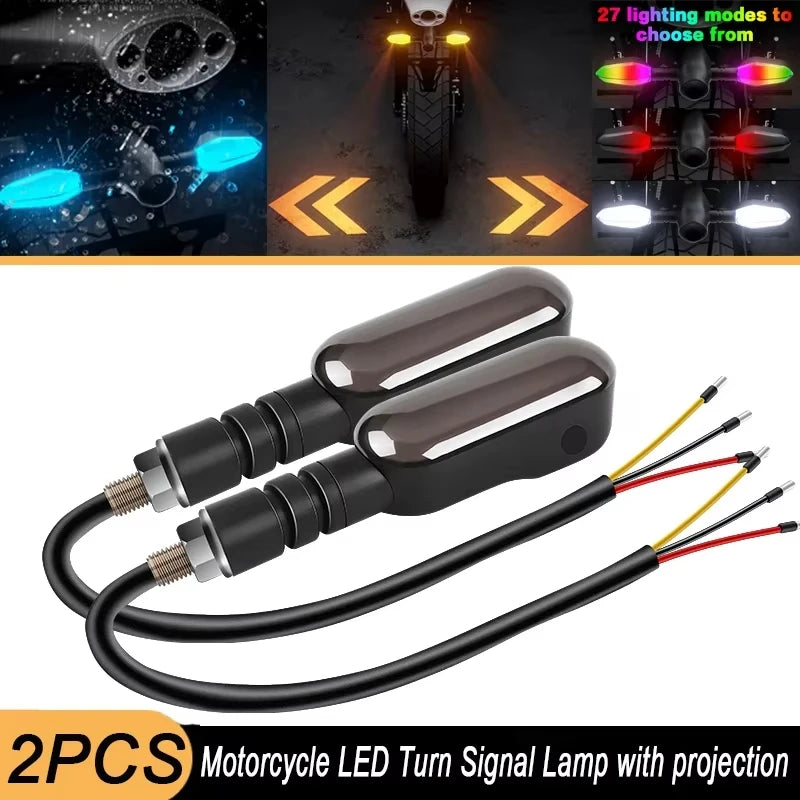 Motorcycle LED Turn Signals – Arrow Projection & 27 RGB Modes