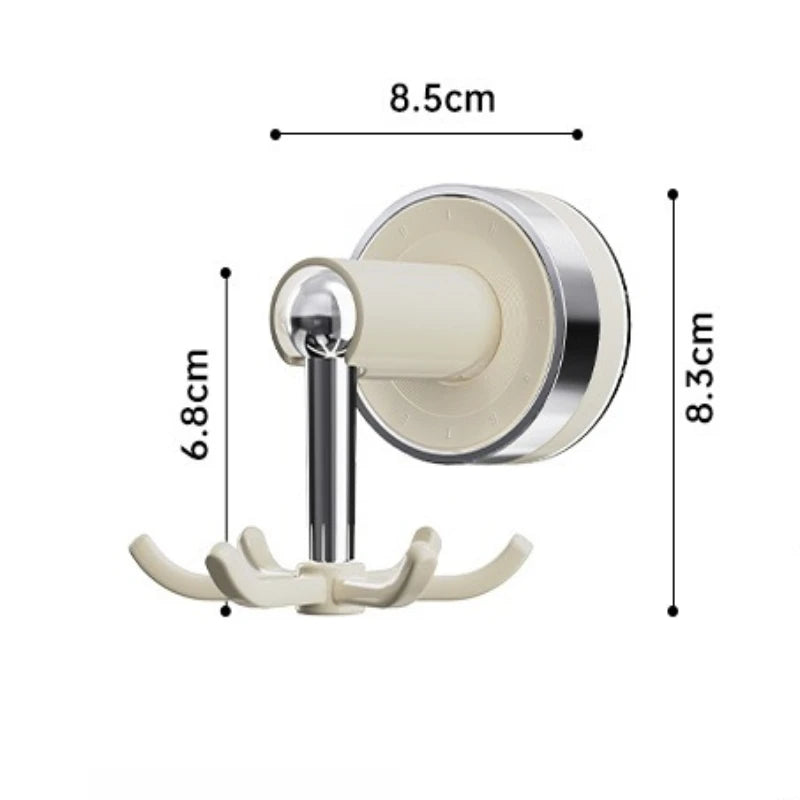 1pcs Rotatable Suction Cup Kitchen Utensil Hook Rack No Drill Wall Mount Pot Spatula Storage Organizer for Home Use Oasis Select Milky white