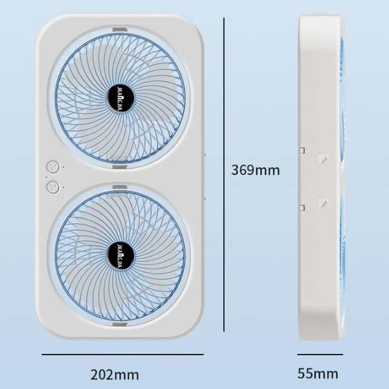 Dual Head Wall Mountable Desk Fan USB Rechargeable 3 Speed Quiet Portable with Large Battery for Living Room Office Dorm Oasis Select