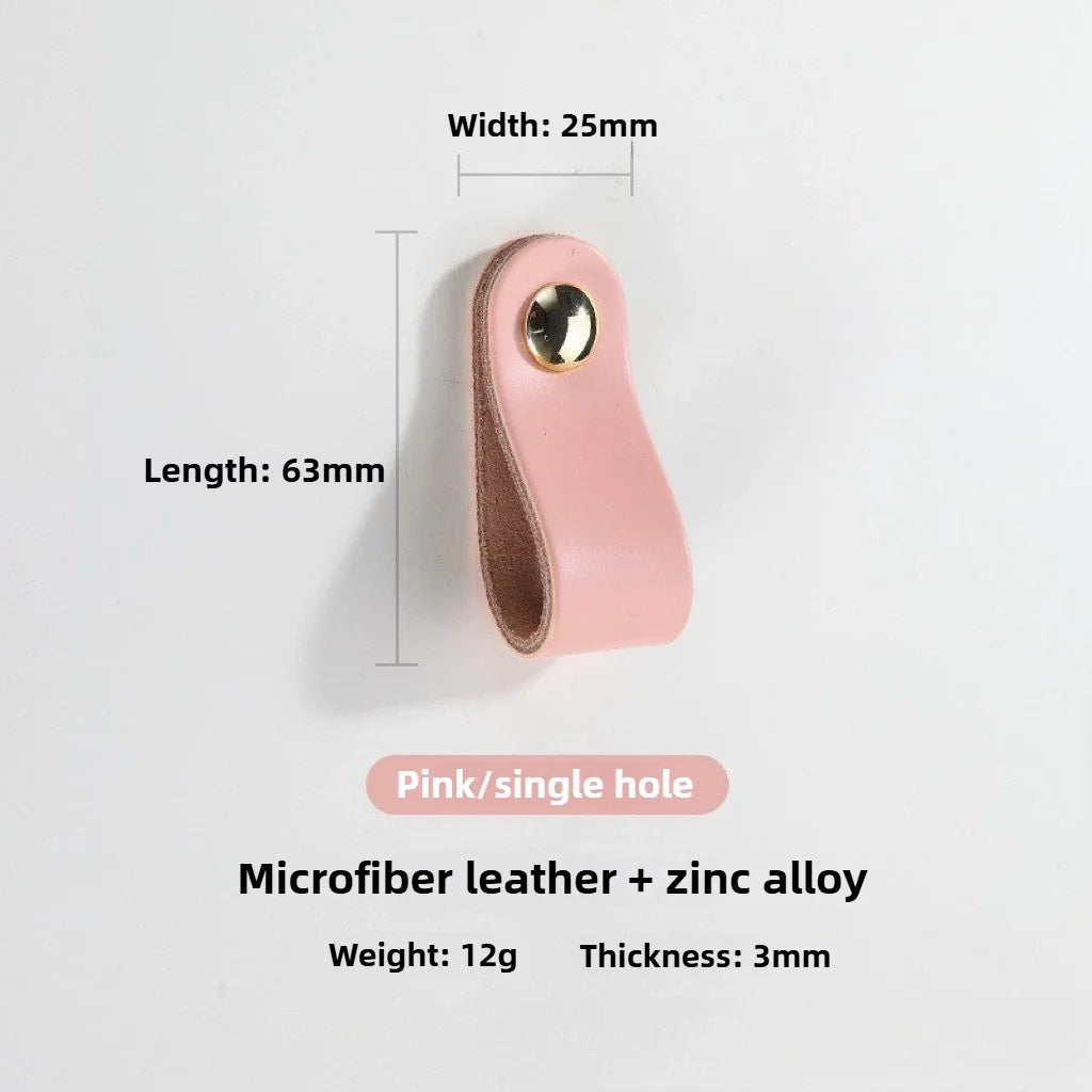 Cowhide Leather Cabinet Handles for Kids Room Kitchen Drawer Knobs Door Hardware Modern Minimalist Furniture Accessories