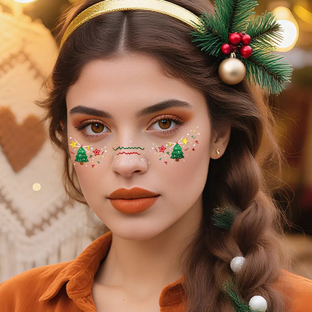 6-Pack Christmas Glitter Freckle Temporary Face Tattoo Stickers