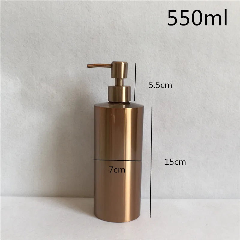 Liquid Soap Dispenser Bottle Gel Bottle 304 Stainless Steel Silver Rose Gold Lotion Pump Hand Soap Kitchen Bathroom Dispenser Oasis Select 550MLRose gold
