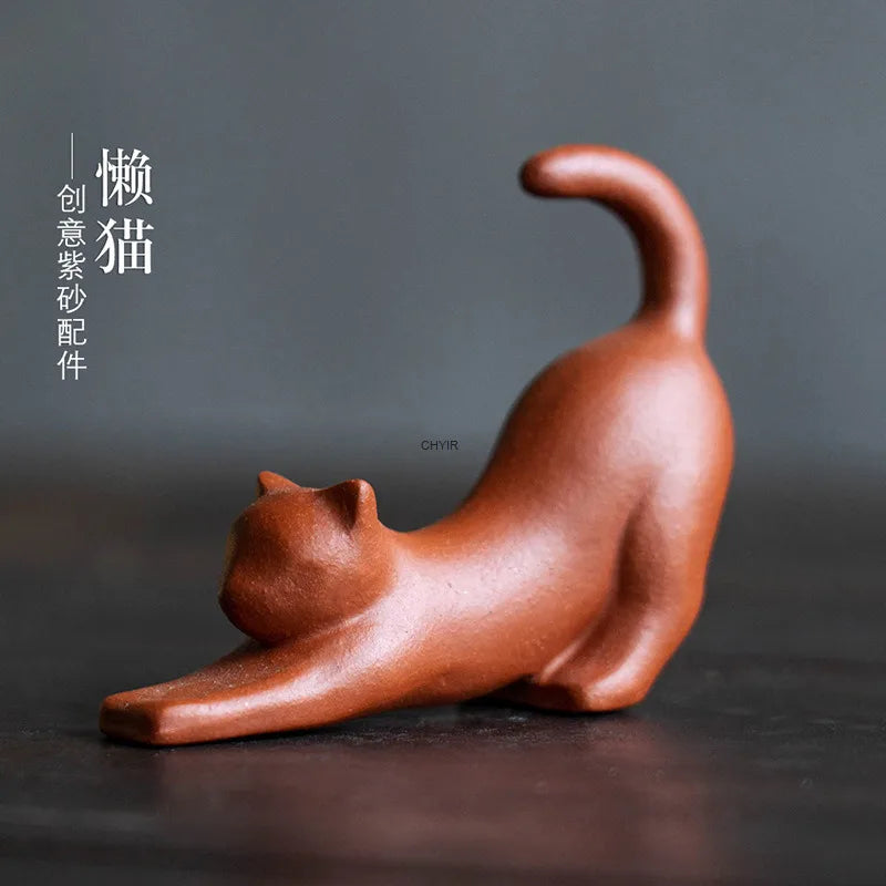 Tea Pet Cat Ornament Handmade Kung Fu Tea Accessories Tea Play Tea Set Creative Lucky Cat Pen Holder Tea Tray Oasis Select