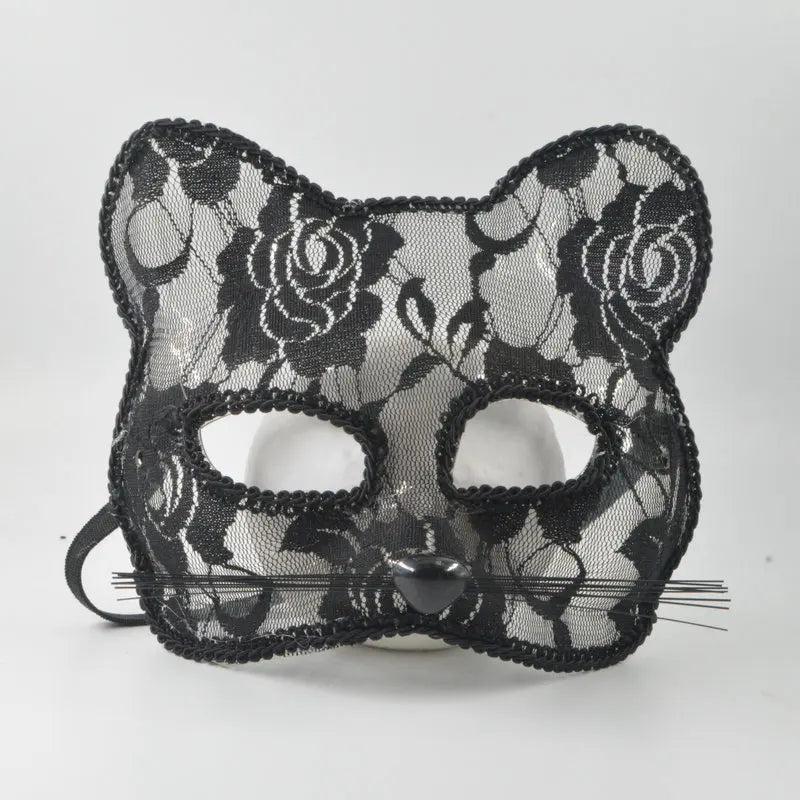 2pcs Sexy Lace CAT Face Masks For Women Party Masks Cosplay For Adults Masquerade Animal Lace Halloween Costume Fun Prop Oasis Select 2pcs