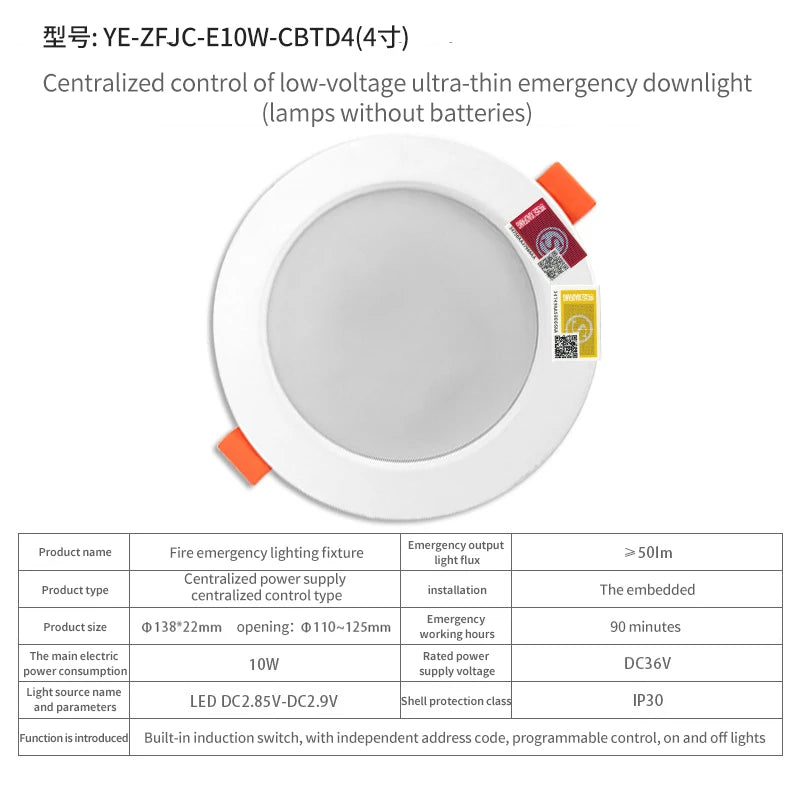 LED Emergency Recessed Downlight 4W/10W/14W | 90-Min Backup
