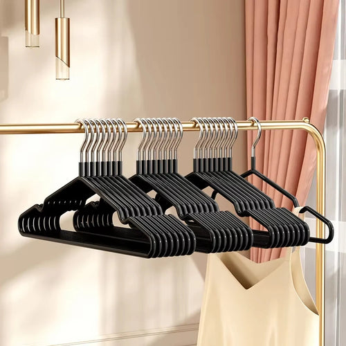 10pcs- Metal Traceless No-slip Clothes Hangers, Durable Strong Clothes Racks, Household Space Saver For Organization Of Bedroom, Oasis Select black