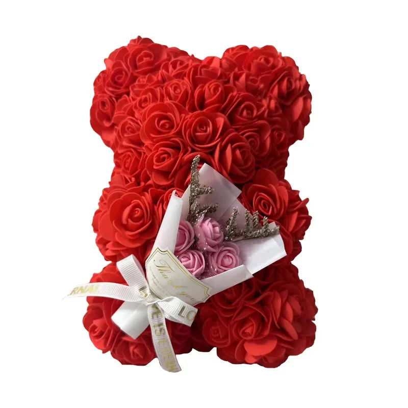 25cm Rose Flower Teddy Bear Gift Set In Premium Box Perfect Valentines Day Present For Her Mothers Birthday Anniversary Romantic Oasis Select without box