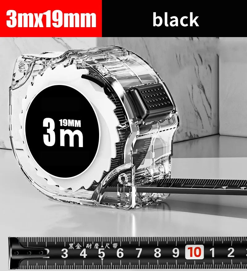 10M Black Fluorescent Tape Measure High Precision Thickened Tape Measure Wear-resistant and Drop-proof Tape Measure Oasis Select Black 3Mx19MM
