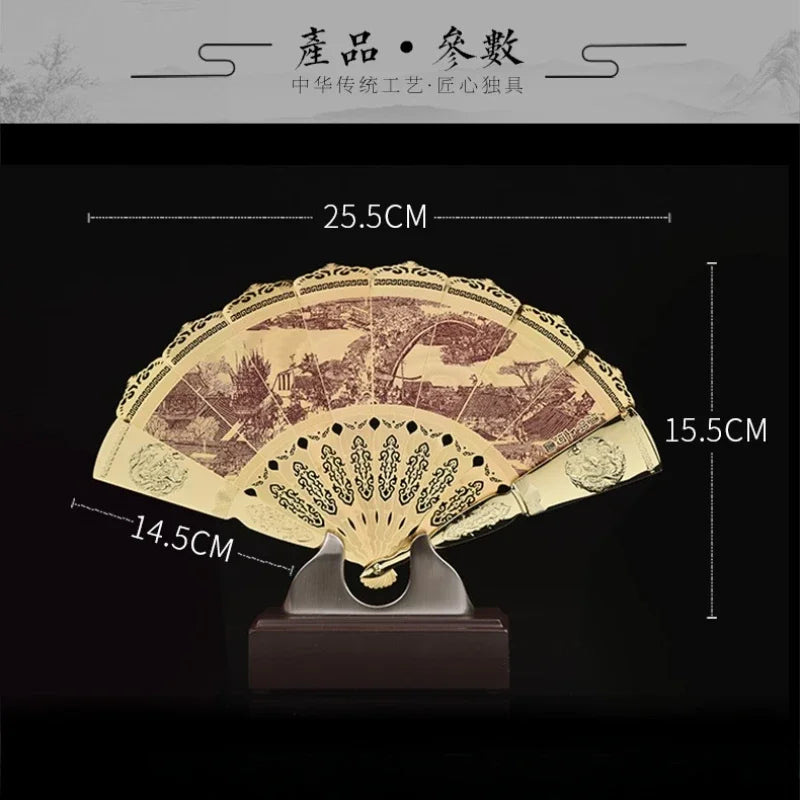 Chinese Style Features Peking Opera Mask Golden Fan Decoration Folk Peking Opera Mask Arts and Crafts Fan Oasis Select