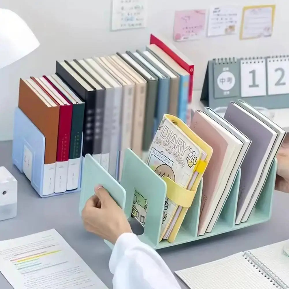 4-Compartment Plastic Book Stand & Desktop File Organizer Desktop File Organizer Oasis Select