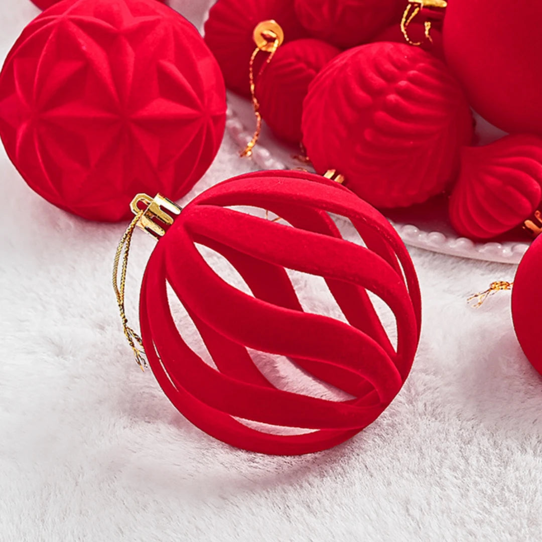 36PCS Flocked Christmas Ball Ornaments Velvet Pendant Christmas Tree Decoration Holiday Decoration for Christmas, New Year Oasis Select