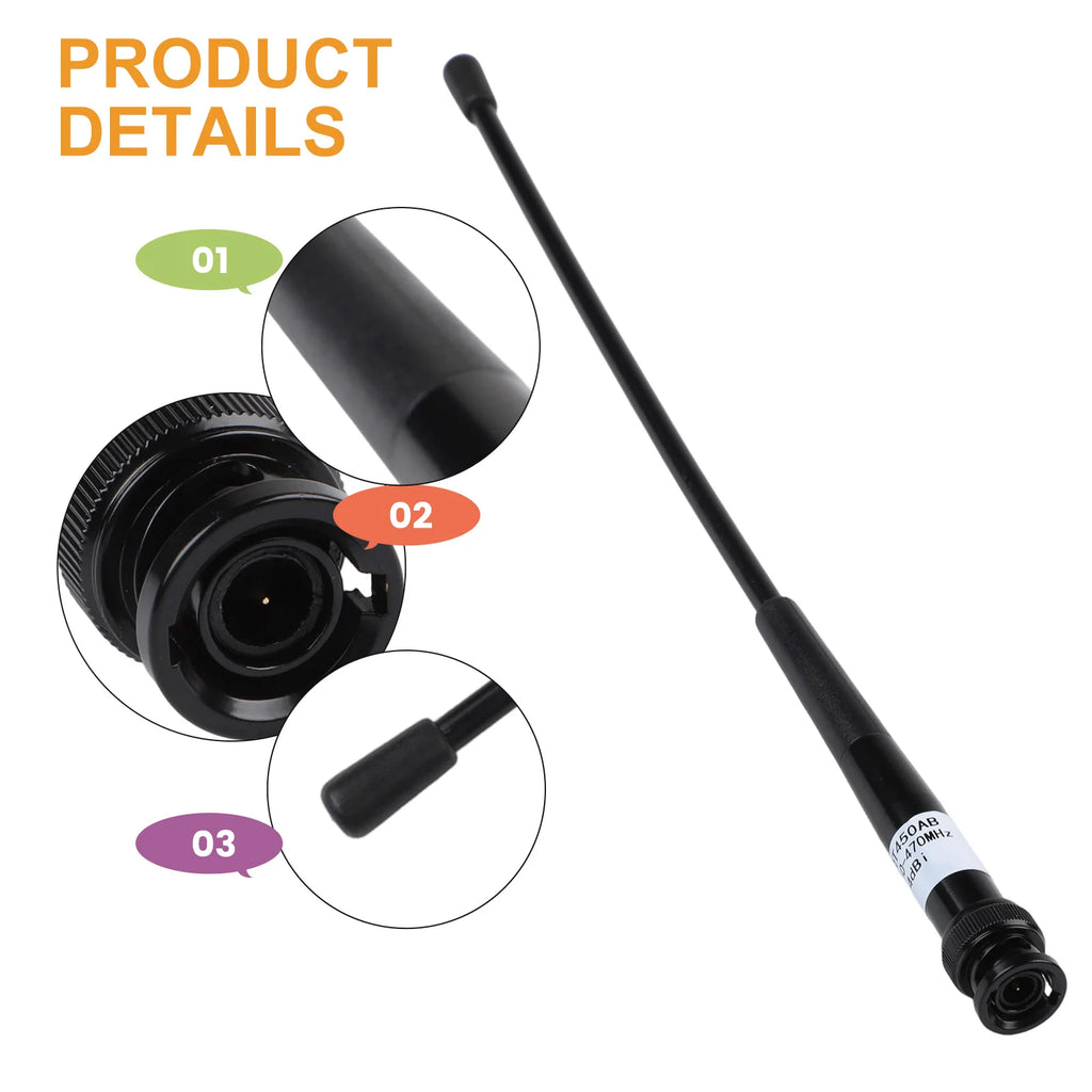 450-470MHz Antenna 4dBi Whip Antenna Frequency 450-470 MHz High Reliability Length Approx. 305mm Material ABS Black Oasis Select