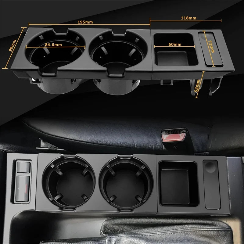 Double Hole Car Styling Front Center Console Storage Box Coin + Cup Holder For E46 Series 1999-2006 51168217953 Oasis Select