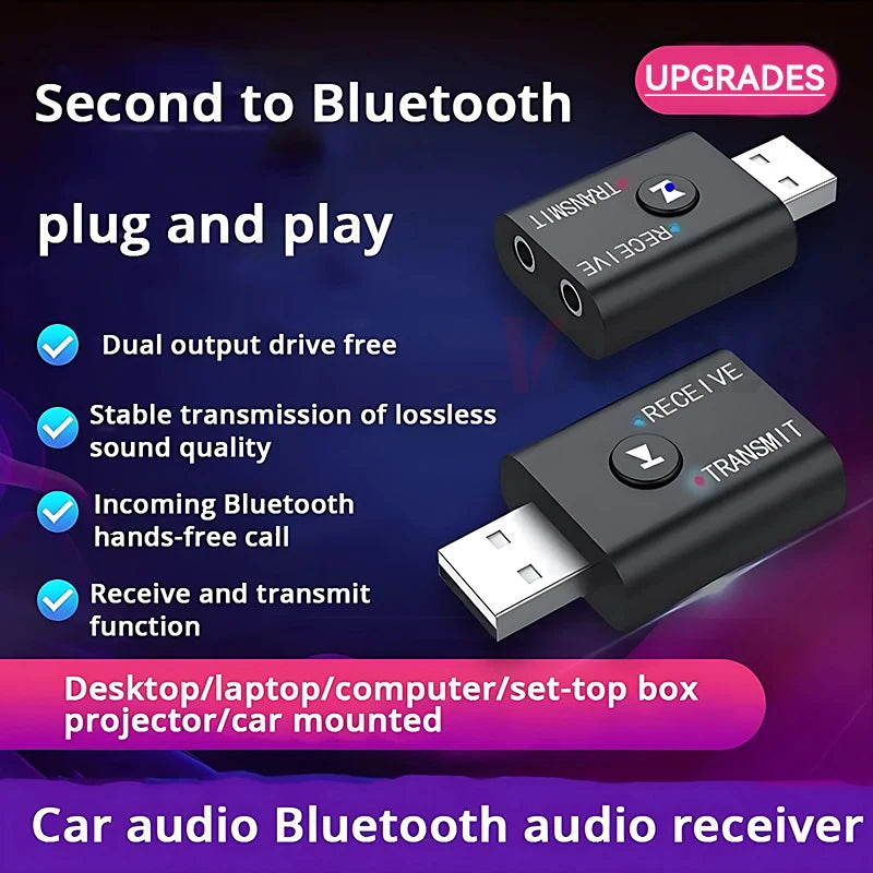 2 In 1 Bluetooth 5.0 Audio Receiver Transmitter 3.5mm AUX USB Stereo Music Wireless Adapter With Mic For Car Kit Speaker TV PC Oasis Select