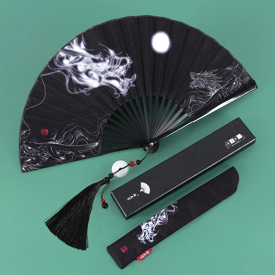 Ancient Folding Fan Black Dragon Fan Chinese Style Summer Hanfu Folding Fan Oasis Select 4 8 inches
