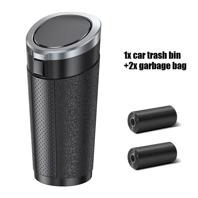 Universal Car Trash Bin Can Mini Auto Dust Organizer Car Interior Rubbish Bag Garbage Container Storage Box Vehicle Garbage Bin Oasis Select Black Silver