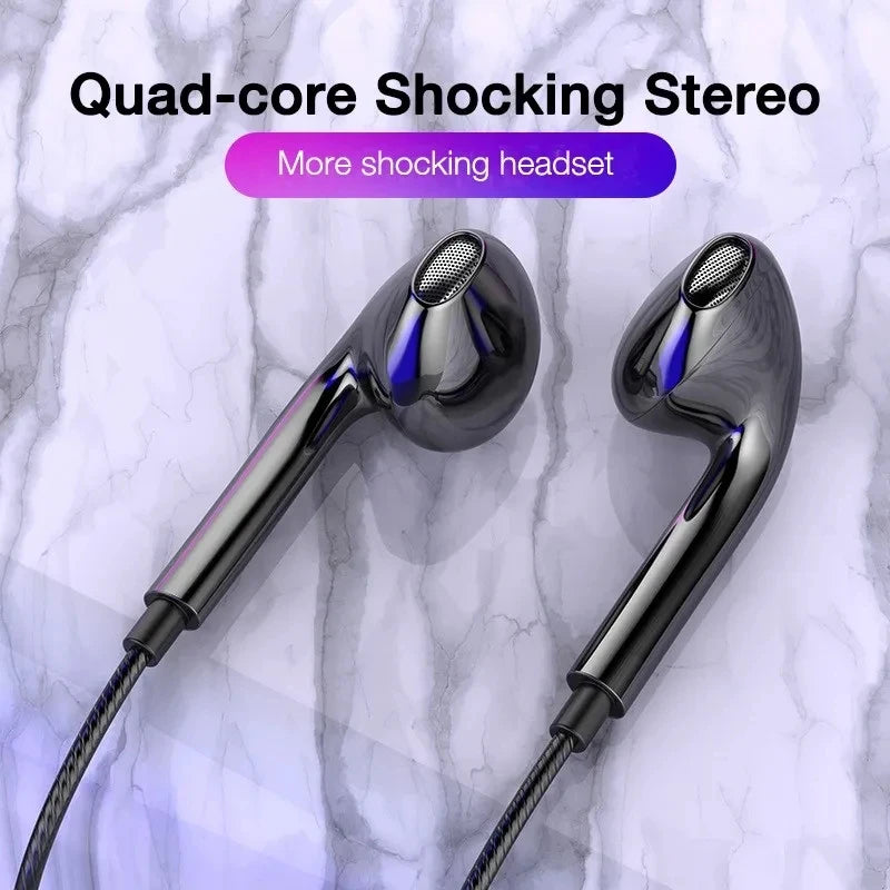 3.5mm Wired Headphones In Ear Headset Wired Earphones with Microphone Bass Stereo Earbuds Sports In-line Control For Phones Oasis Select