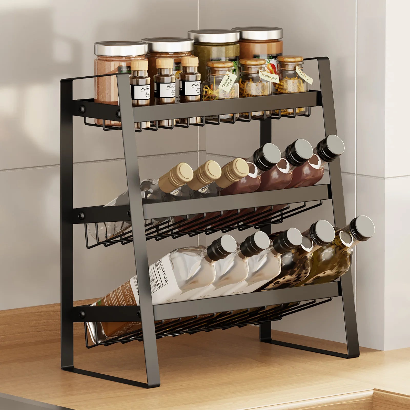 Kitchen seasoning rack countertop multi-layer seasoning rack multi-functional storage artifact Oasis Select