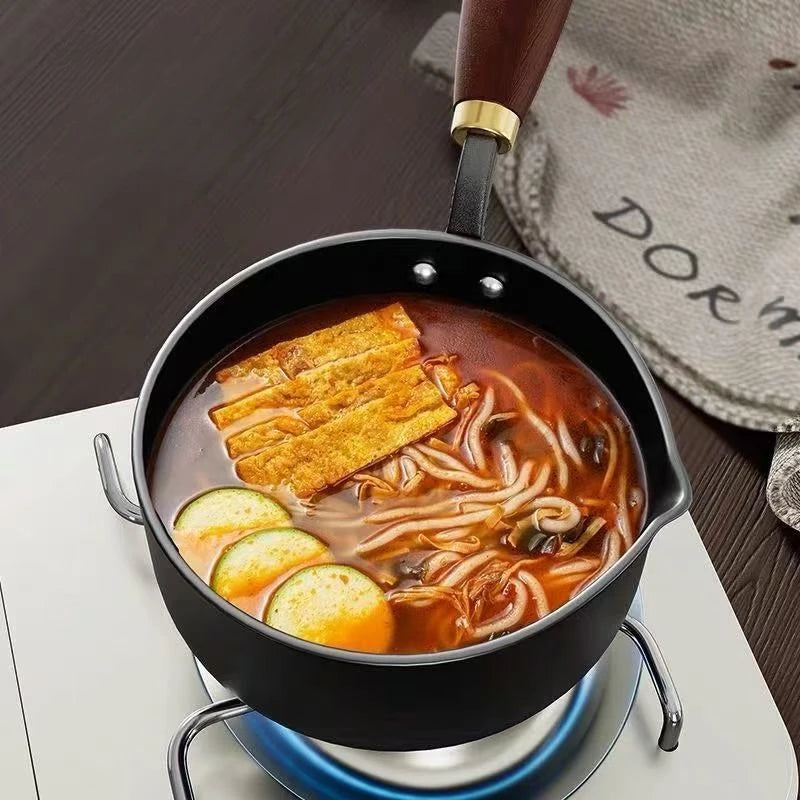 Wooden Handle Soup Pot Induction Stovetop Compatible Milk Pot for Whipped Cream, Boiling Water, and Soup Making Kitchen Cookware Oasis Select