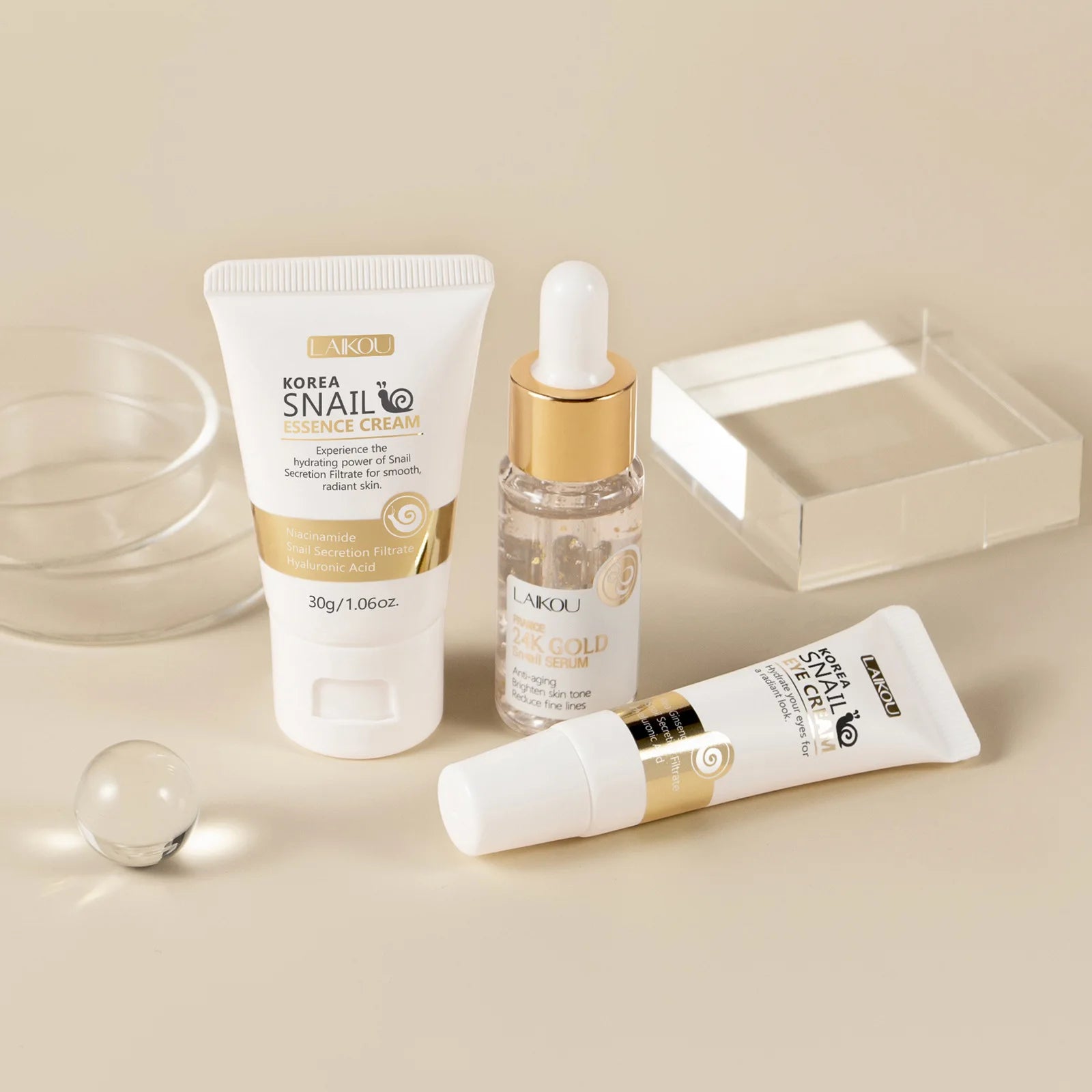 Snail Revitalizing Skincare Set – Face Cream, Serum & Eye Cream