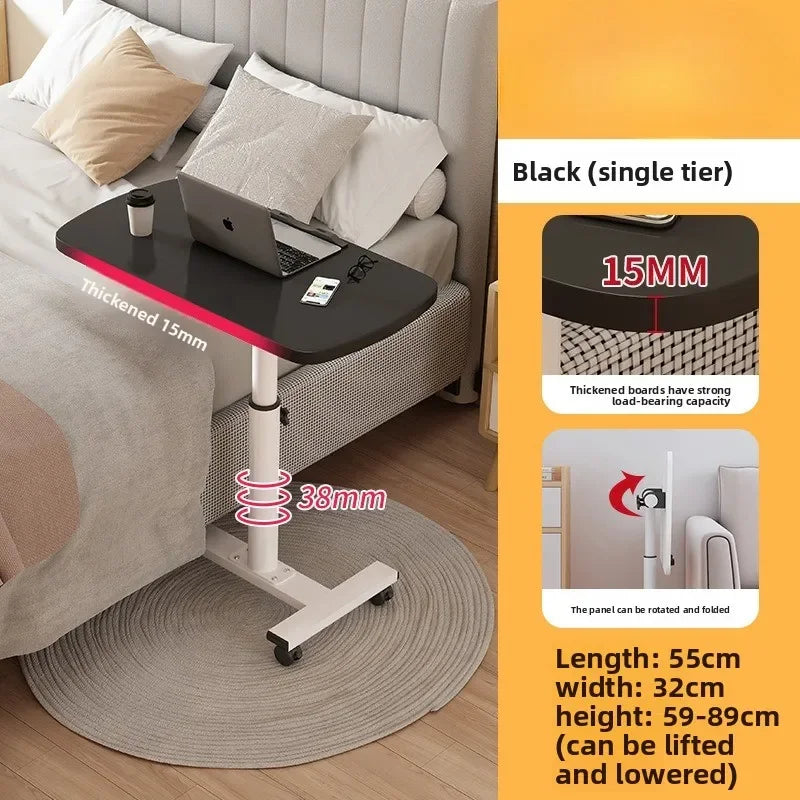 Multi-functional Household Goods Bedside Table Sofa Side Desk Bedroom Removable Lift Lazy Computer Desk Office Small Table Oasis Select Y-D-H-black
