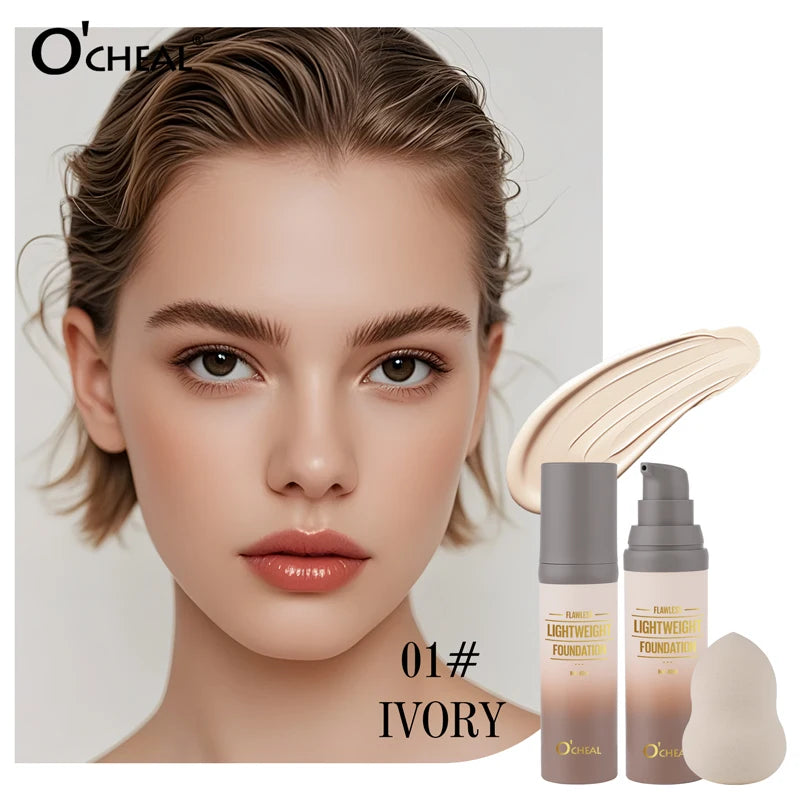 O'CHEAL Lightweight Foundation + Puff – Waterproof & Oil Control