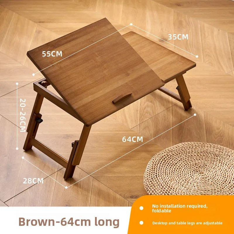 Installation-free folding bed upper table solid wood computer table bedroom home study table notebook bay window bed small table Oasis Select Brown medium