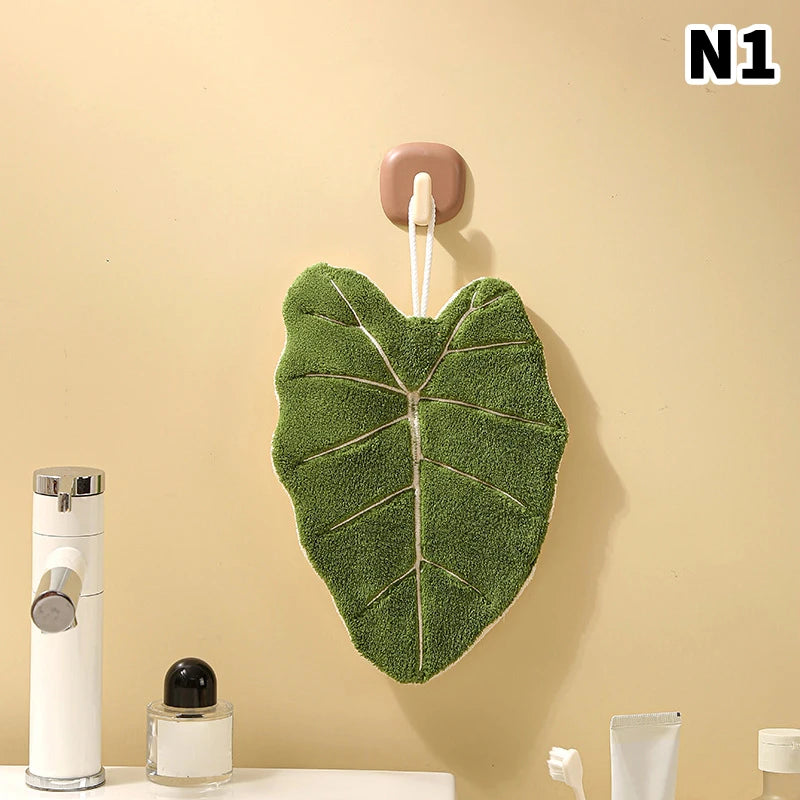 Leaf-Shape Double-Layer Hand Towel | Fast-Dry Coral Fleece Decorative Hand Towel Oasis Select 1
