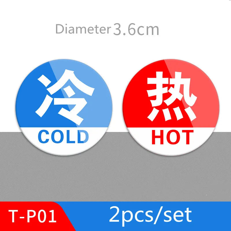 Hot and Cold Signs Round Universal Easy to Use Sticker Self-adhesion Water Signs Label for Kitchen Bathroom Faucets Sink Oasis Select T-P01
