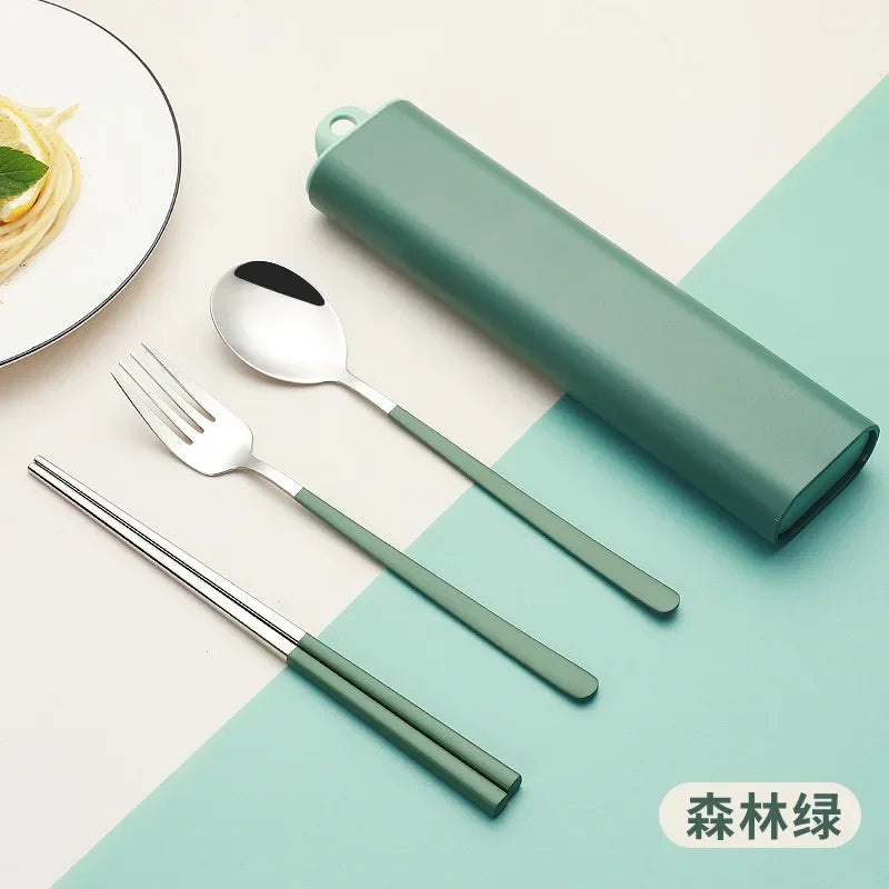 304 stainless steel portable tableware set chopsticks spoon outdoor Korean single tableware Oasis Select D 1
