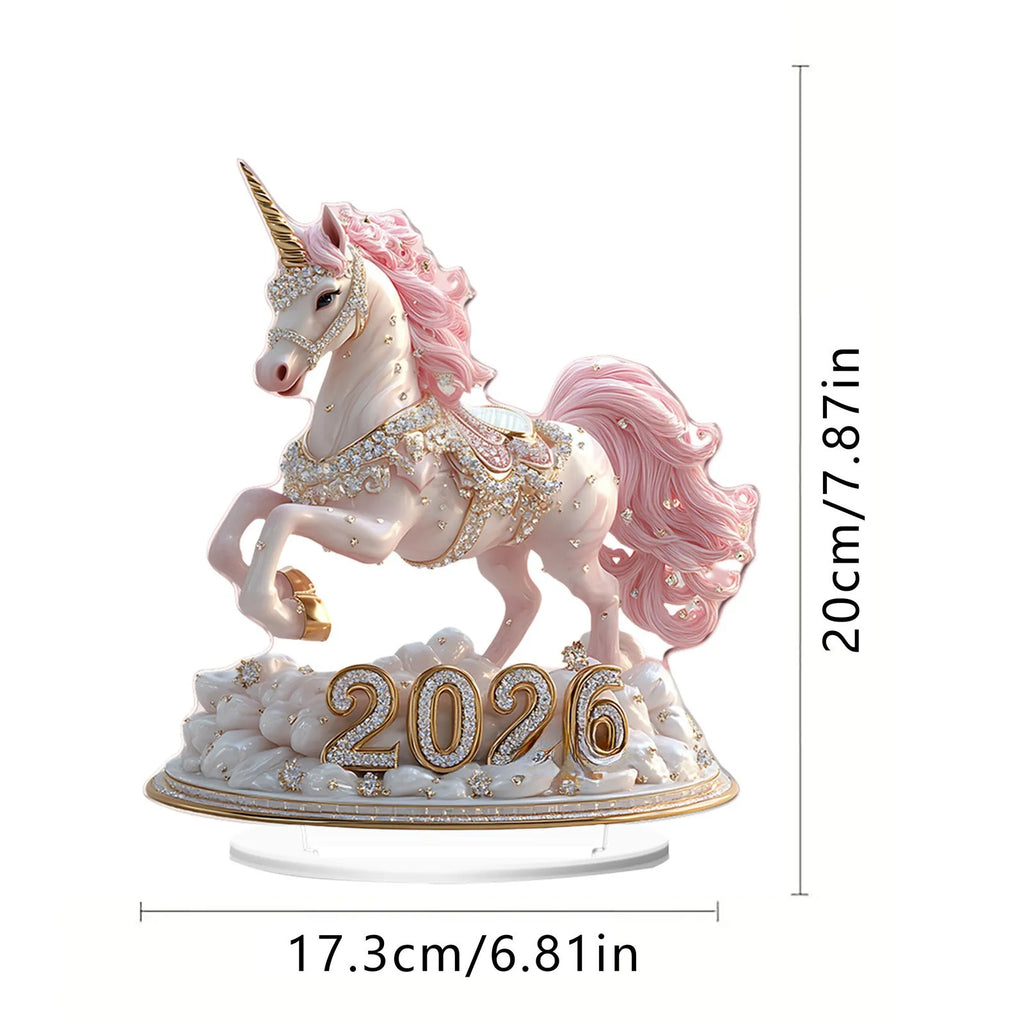New 2026 Year of the Horse Zodiac Desktop Ornament 2D Flat Acrylic Horse Tabletop Sculpture Living Room Office Home Decoration Oasis Select Style 3