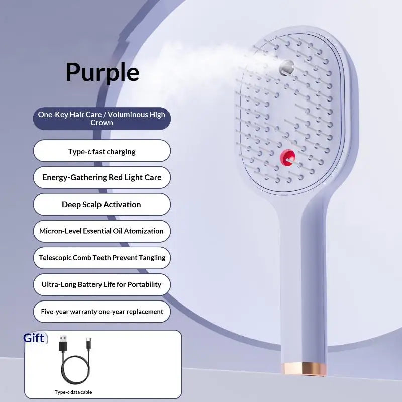 Electric Steam Spray Hair Brush | USB-C Anti-Frizz Styling Comb