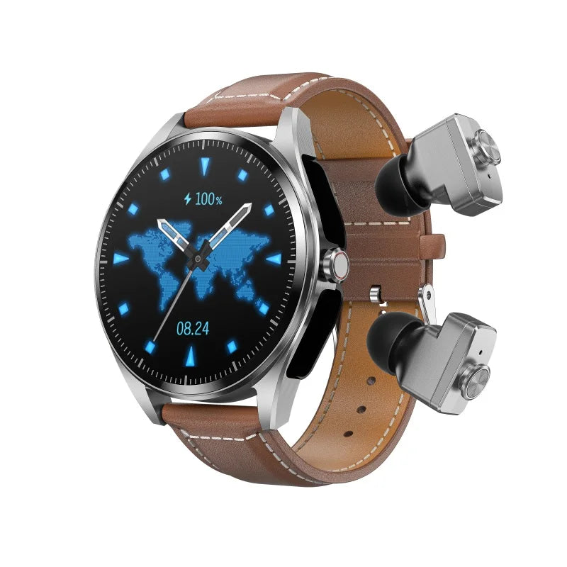 Smart Watch TWS Bluetooth Headset 2 In 1 Watches Men Women Music Play BT Call Smartwatch Waterproof Sports Modes Message Push Oasis Select SVBWL
