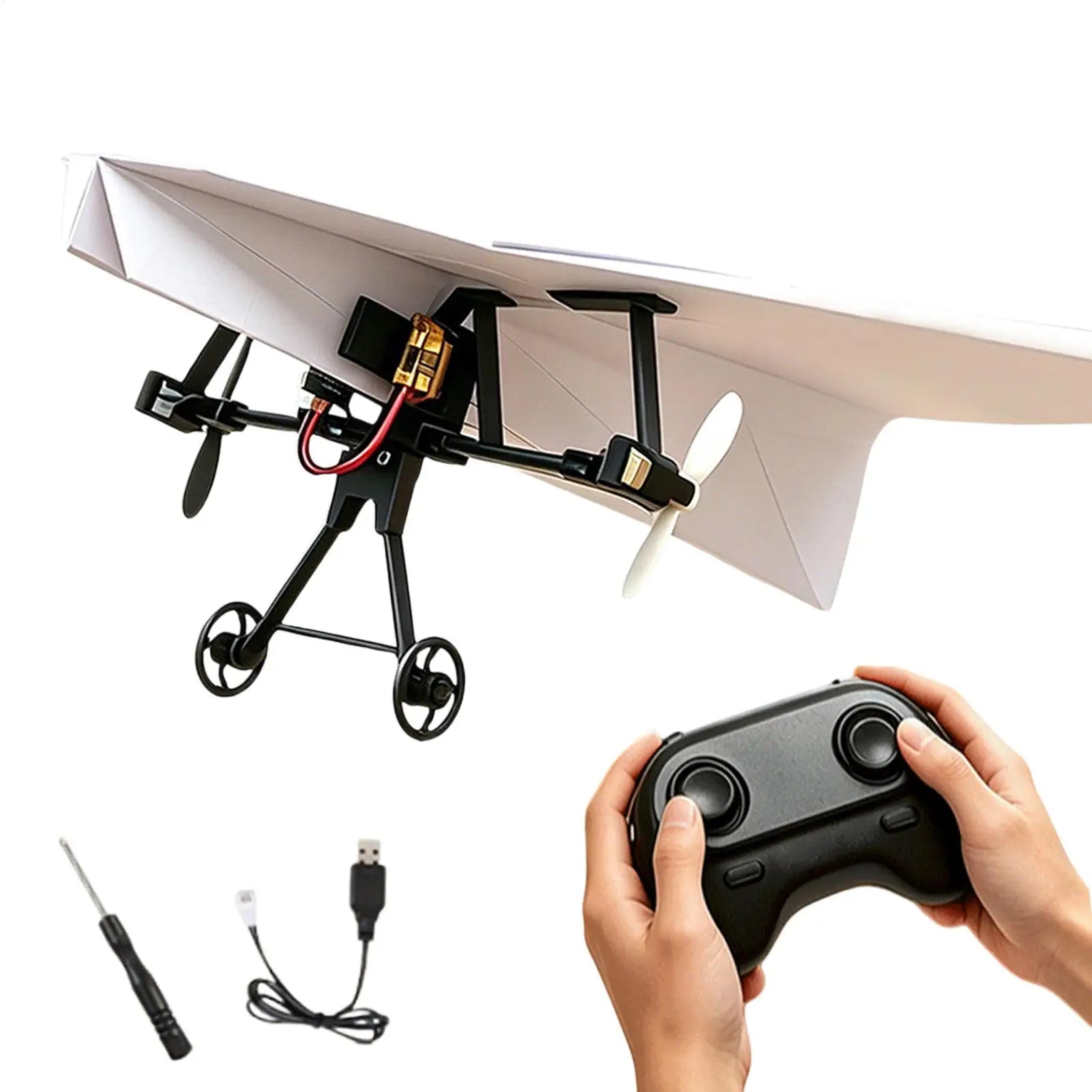 RC Paper Airplane Kit DIY Aircraft Toys Electric Remote Control Plane excluding paper airplane for Boys Girls Backyard Holiday Oasis Select