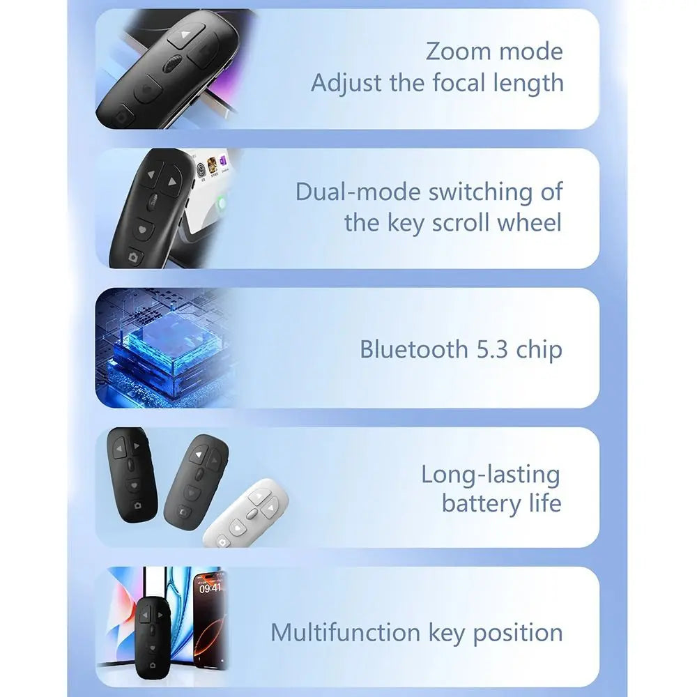 Stable Signal Transmission Bluetooth Remote Control Zoom & Focus Fingertip Control Camera Remote Control Multi-functional Oasis Select