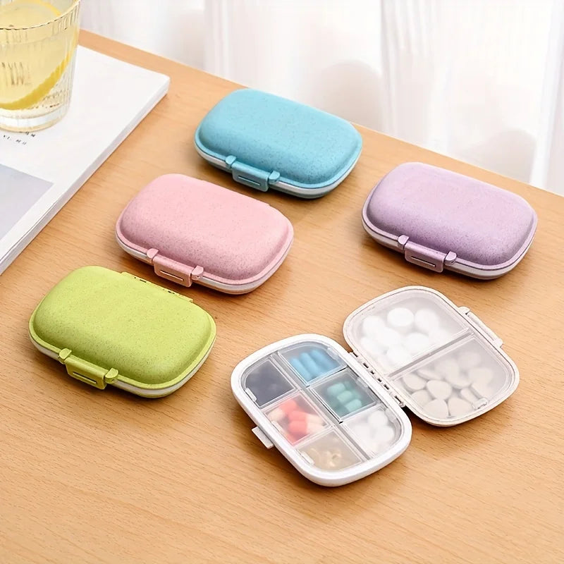 8 Grids Pill Box With Seal Ring Small Box For Tablets Wheat Organizer Container For Tablets Straw Container For MedicinesTravel Oasis Select