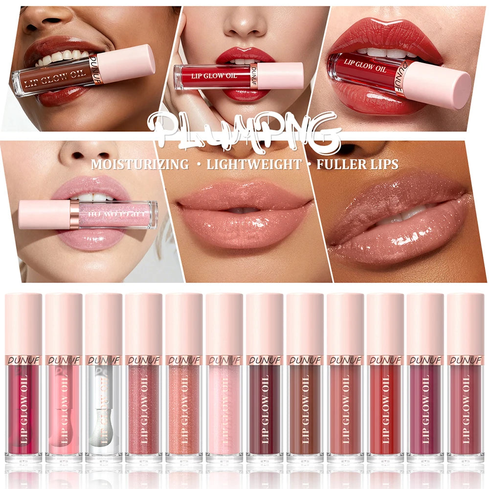 DUNUF Lip Glow Oil Moisturizing Lip Gloss Plumping Lip Oil Tinted Hydrating Lip Care Transparent Lip Balm Beauty Makeup Cosmetic Oasis Select