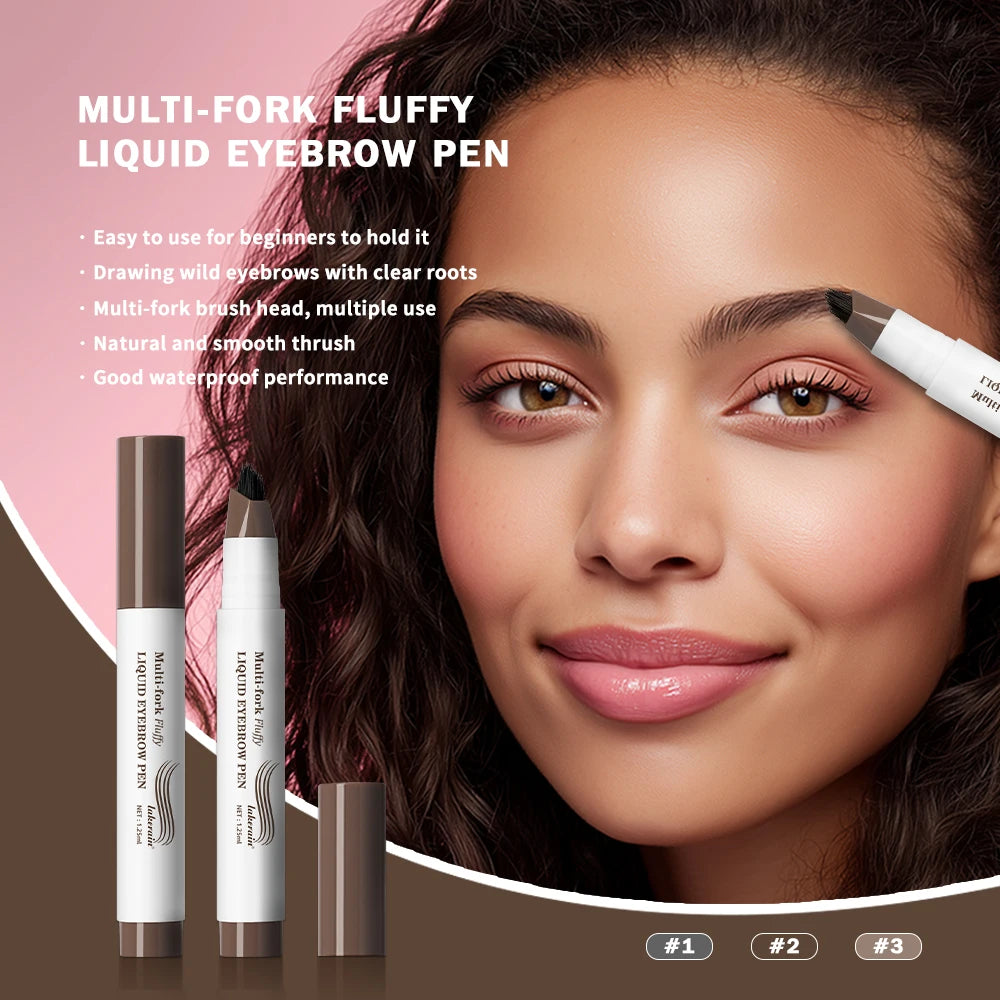 Multi-Fork Fluffy Liquid Eyebrow Pen waterproof Long Lasting Brow Natural Smooth Simulated Fine Flu Brow Pencil Eye Makeup Oasis Select