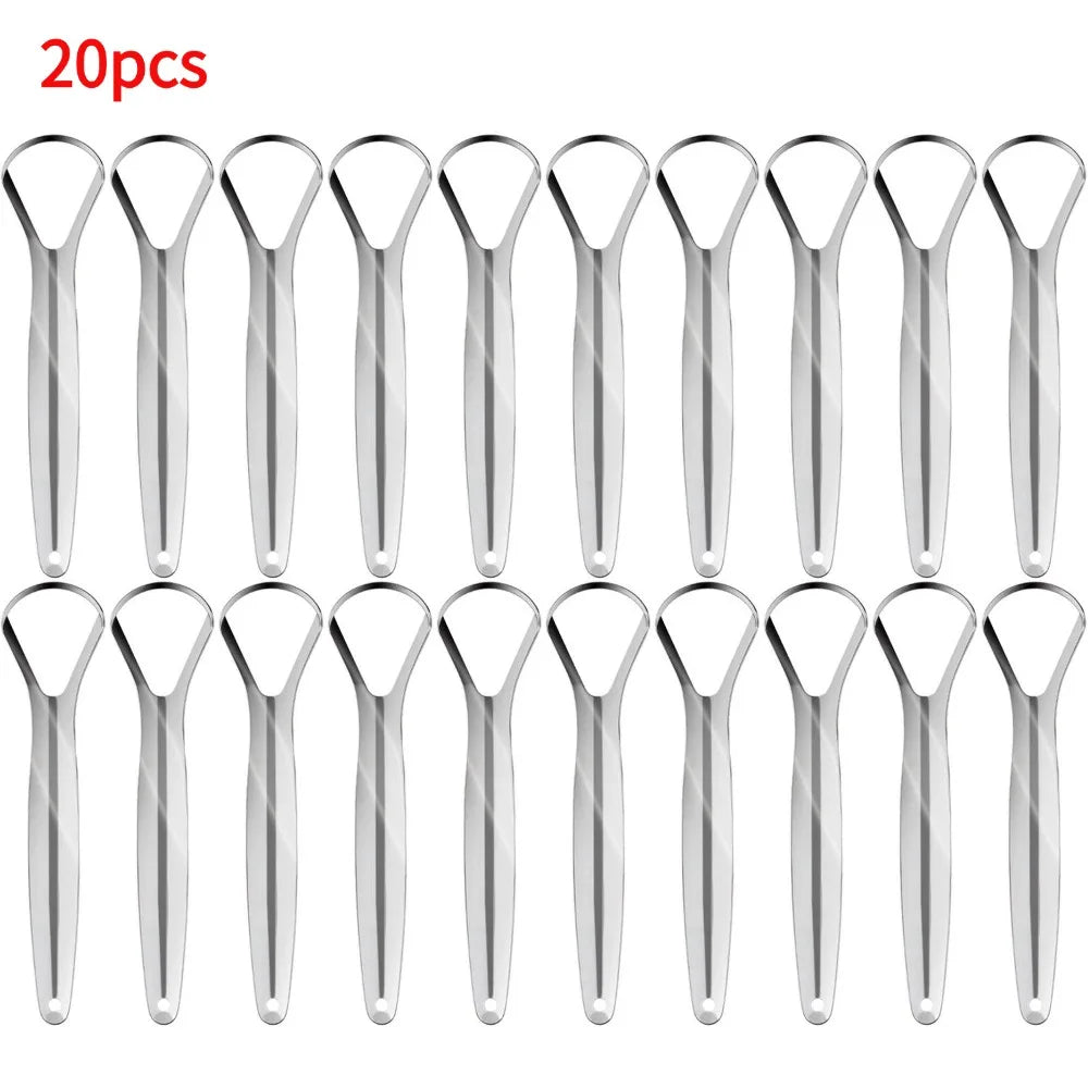 Portable Single Layer Tongue Scraper Reusable Stainless Steel Oral Mouth Brush Tongue Scraper Fresh Breath Maker Oasis Select One Unit 20pcs