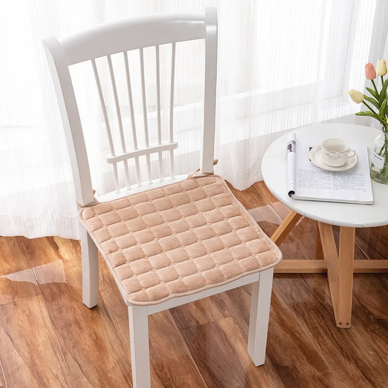 Square Plush Flannel Dining Chair Cushions with Shoulder Strap - All-Season Thin Warmth, Cozy Stool Accessories Oasis Select