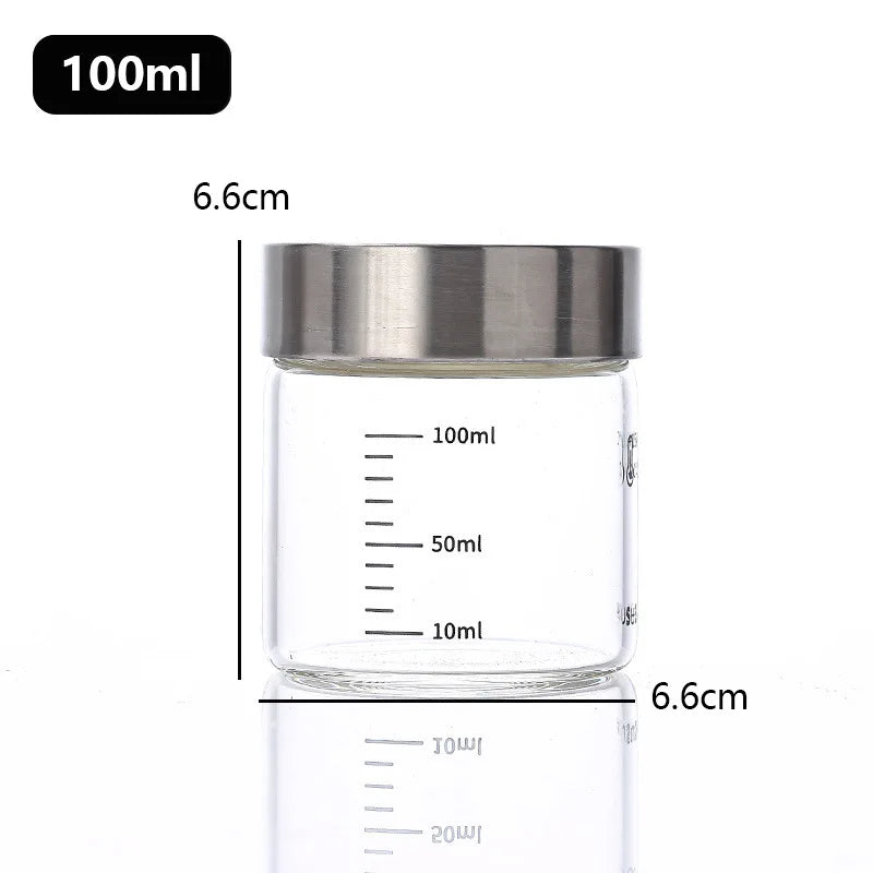 100-500ml Glass Storage Cup Portable Seal Thickening High Borosilicate Thermostability Liquid Storage Cup Scale Sealed Jar Oasis Select 100ml
