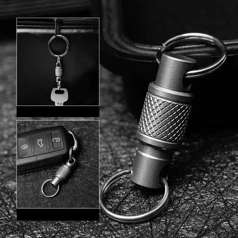 1pcs Titanium Alloy Keychain Quick Pull Lock Car Mini Universal Rotating Ring EDC Small Tool Key Accessories Outdoor Tools Oasis Select
