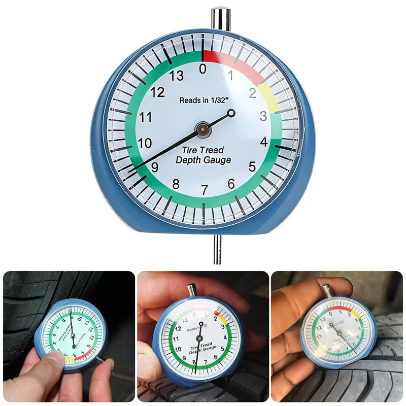 Tire Tread Depth Gauge Dial Type Tire Tread Depth Gauge Professional For Motorcycle Car Truck & Bus Easy Reading Dial Oasis Select