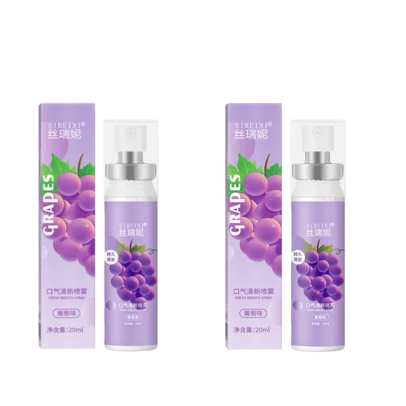 Mint & Fruit Oral Freshening Spray – Portable Breath Spray Oral Breath Spray Oasis Select Grape 2Pcs