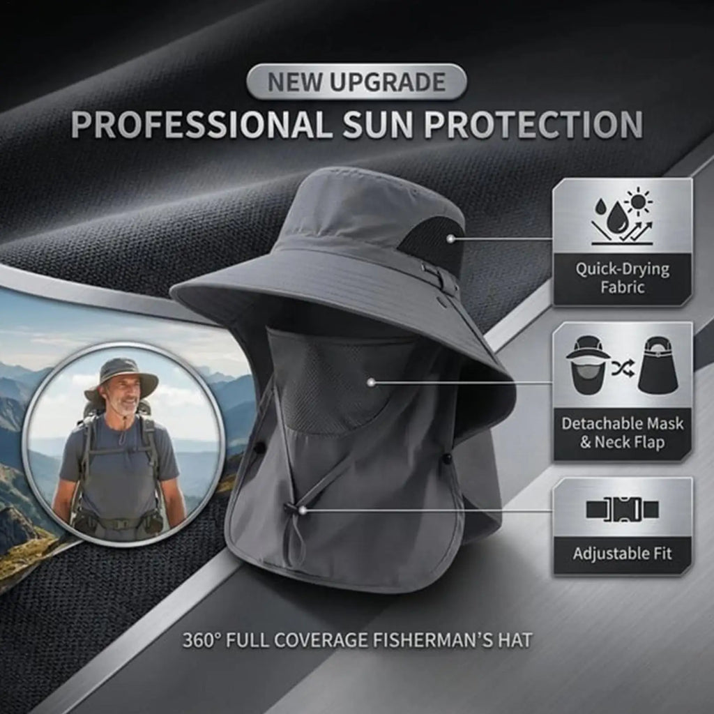 1PC Summer Sun Hats UV Protection Outdoor Hunting Fishing Cap For Men Women Hiking Camping Visor Bucket Hat Neck Flap Fisherman Oasis Select