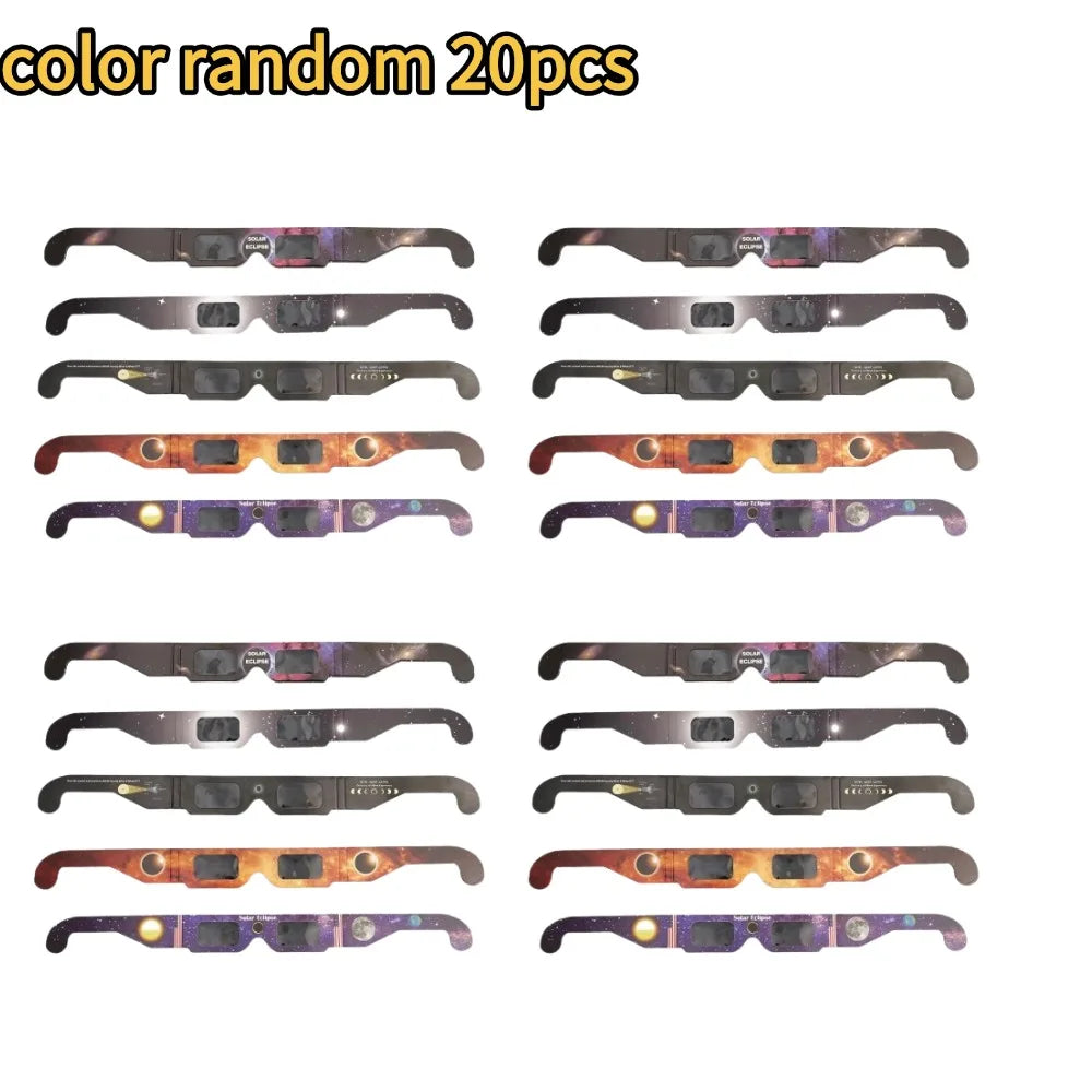 5/20pcs Paper Solar Eclipse Glasses Anti-uv Viewing Glasses Safe Shades Observation Solar Glasses Protect Eyes Random Color Oasis Select random 20pcs