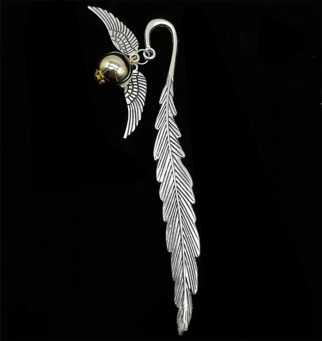 Magic Academy Metal Bookmark with Ornament Golden Snitch Hogwarts Reading Gift Christmas Stocking Book Lover Gift (Silver/Gold) Oasis Select Large-Silver